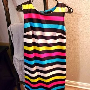 Worthington Neon Horizontal Striped Dress Size Small